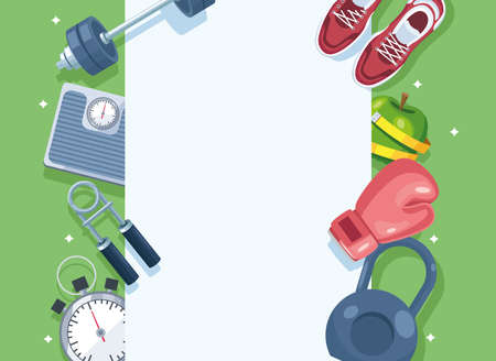 fitness gym rectangle frameのイラスト素材
