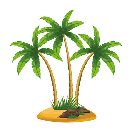 three tropical trees palmsのイラスト素材