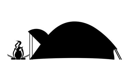 camping tent and campfireのイラスト素材