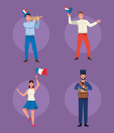 french persons celebratingのイラスト素材