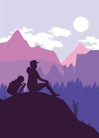 adventurer seated sceneのイラスト素材