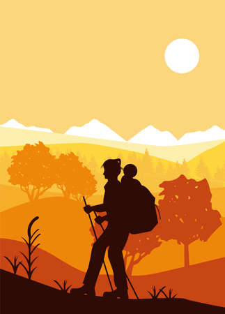 adventurer walker sceneのイラスト素材