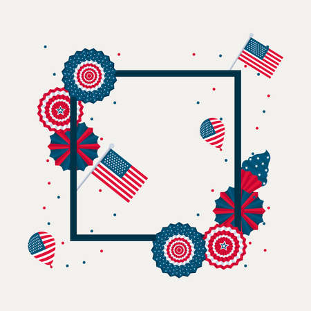 usa template square frameのイラスト素材