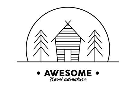 travel emblem with cabinのイラスト素材