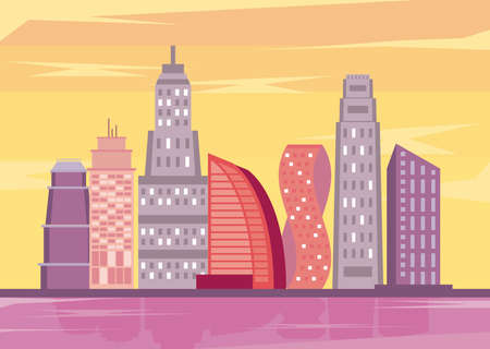 metropolis buildings cityscapeのイラスト素材