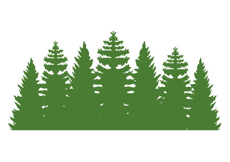 pines forest green silhouettesのイラスト素材