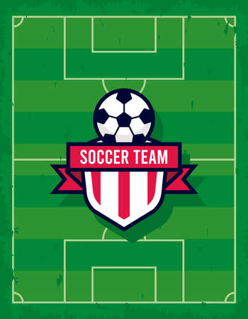 soccer court and emblemのイラスト素材