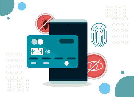 smartphone with cyber securityのイラスト素材