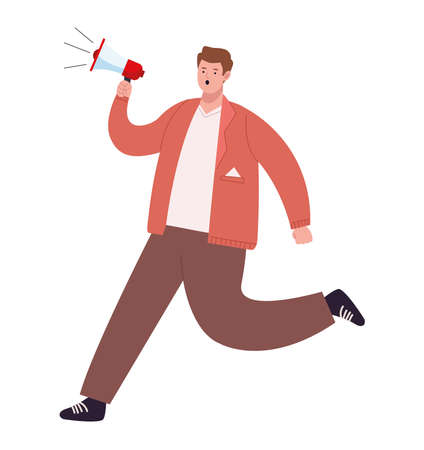 male activist with megaphoneのイラスト素材