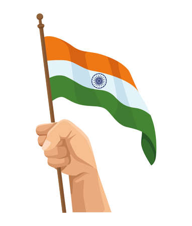 hand waving indian flagのイラスト素材