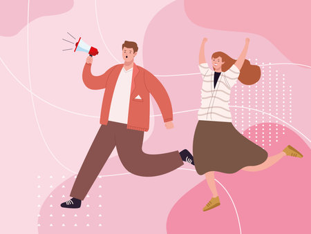 activists protesting with megaphoneのイラスト素材