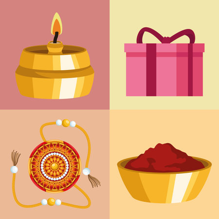 raksha bandhan iconsのイラスト素材