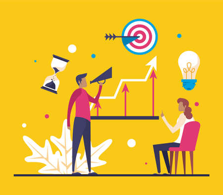 coaching teamworkers charactersのイラスト素材