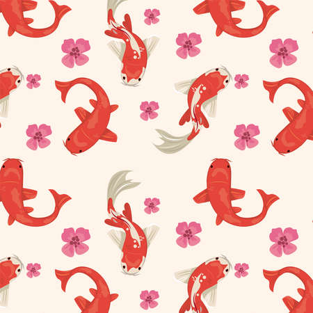 koi fishes patternのイラスト素材