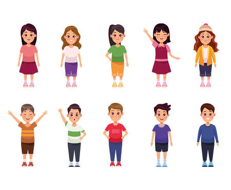group of ten kidsのイラスト素材