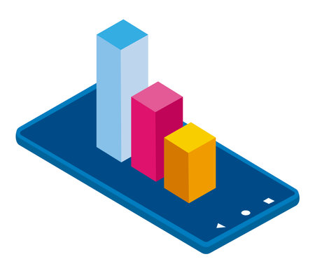 smartphone with statisticsのイラスト素材