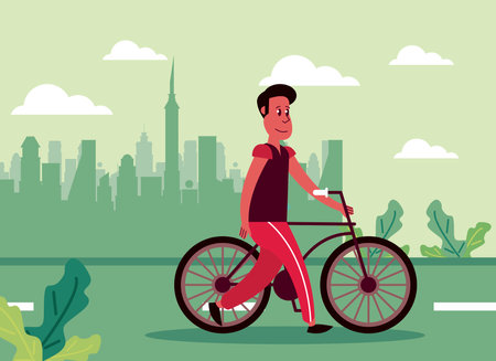man in bicycle sceneのイラスト素材