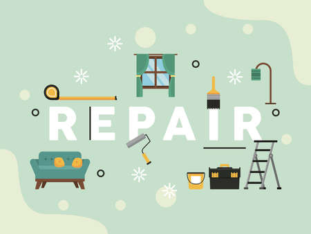 repair lettering home improvementのイラスト素材