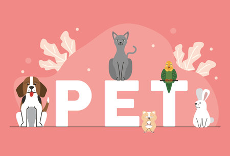 five pets charactersのイラスト素材