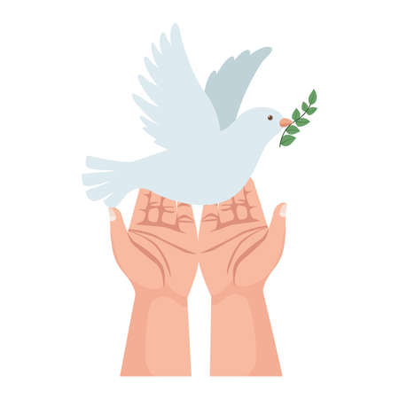 hands lifting peace doveのイラスト素材
