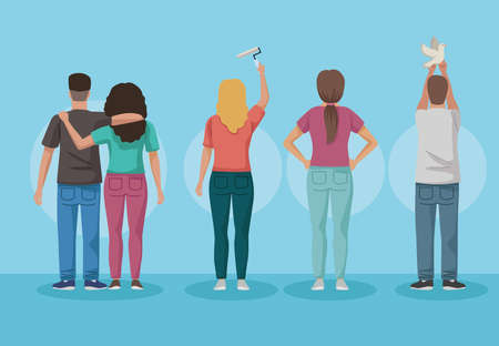 five pacifists charactersのイラスト素材