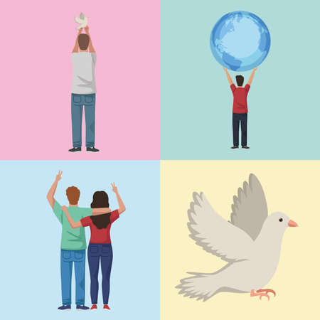 four pacifists charactersのイラスト素材