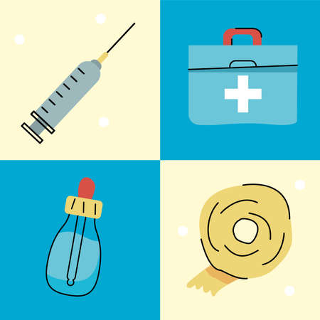 four med kits iconsのイラスト素材