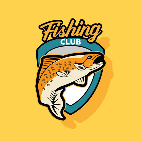 fishing club patch retro styleのイラスト素材
