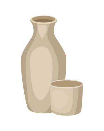 ceramic vase and cupのイラスト素材