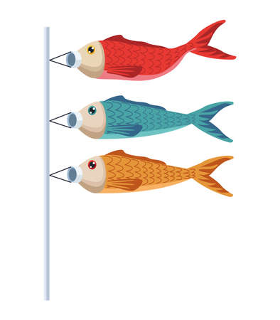 japanese fishes colorsのイラスト素材