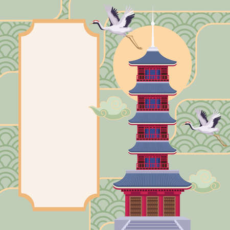 sensoji temple japanese posterのイラスト素材