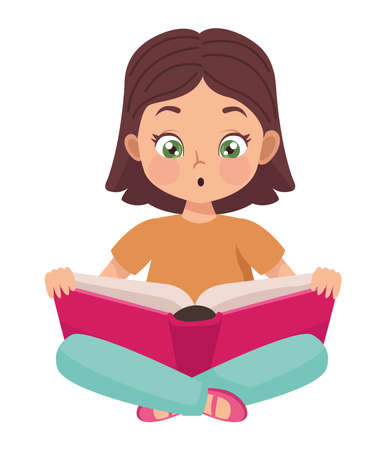 girl reading bookのイラスト素材