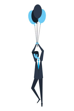 businessman in balloons heliumのイラスト素材