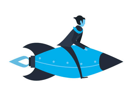 businessman in rocket characterのイラスト素材