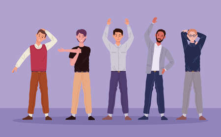 five men in active breakのイラスト素材