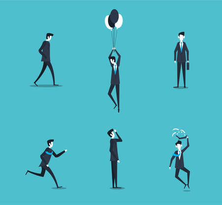 six businessmen charactersのイラスト素材