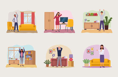people in active break scenesのイラスト素材