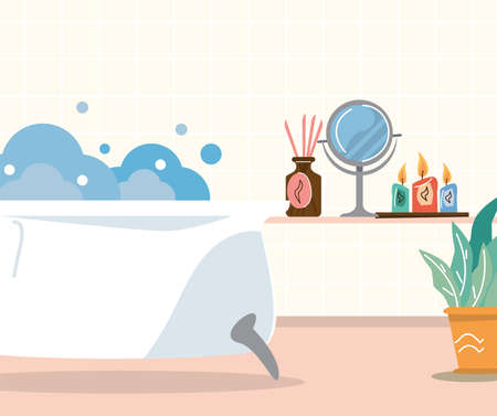 home spa bathtub sceneのイラスト素材