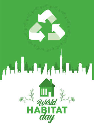 world habitat day postcardのイラスト素材