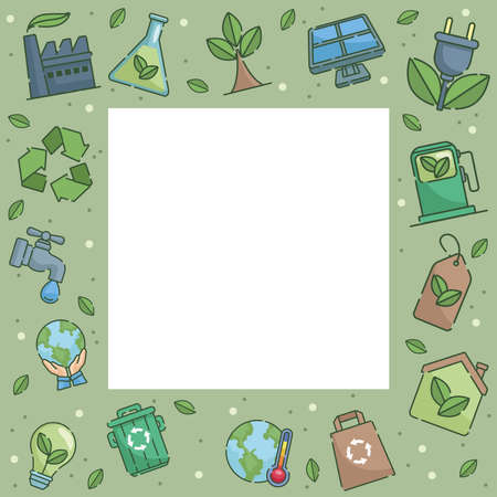 ecology square frameのイラスト素材
