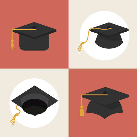 four graduation hatsのイラスト素材