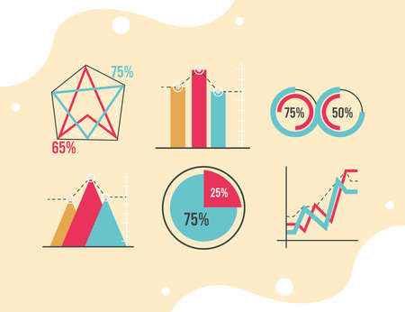 six infographics statisticsのイラスト素材