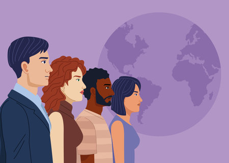 four diversity peopleのイラスト素材