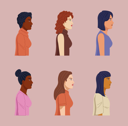 six diversity girlsのイラスト素材