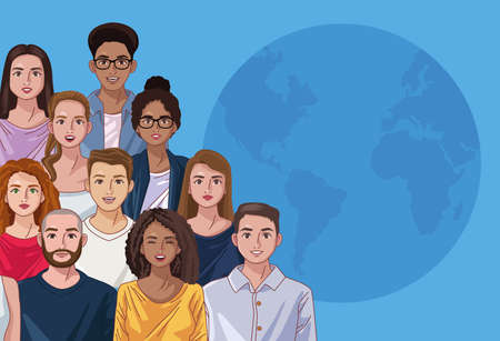 diversity persons and planetのイラスト素材