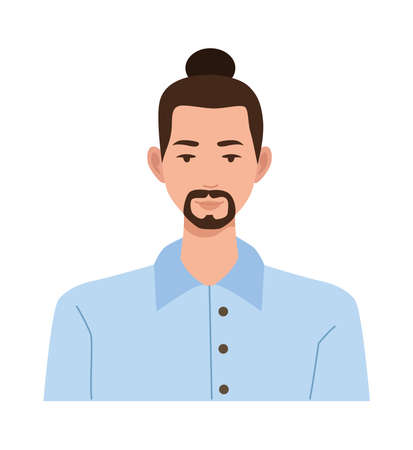 man with hair tailのイラスト素材