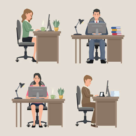 four businesspersons workingのイラスト素材