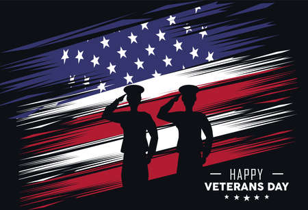 usa flag and veteransのイラスト素材