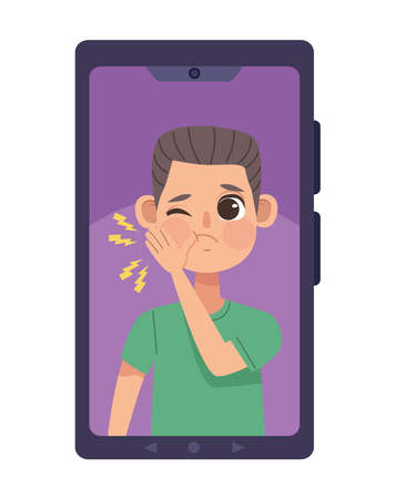 man sick in smartphoneのイラスト素材
