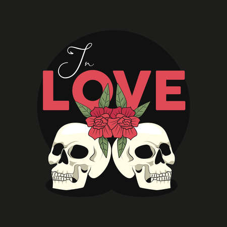skulls and rosesのイラスト素材